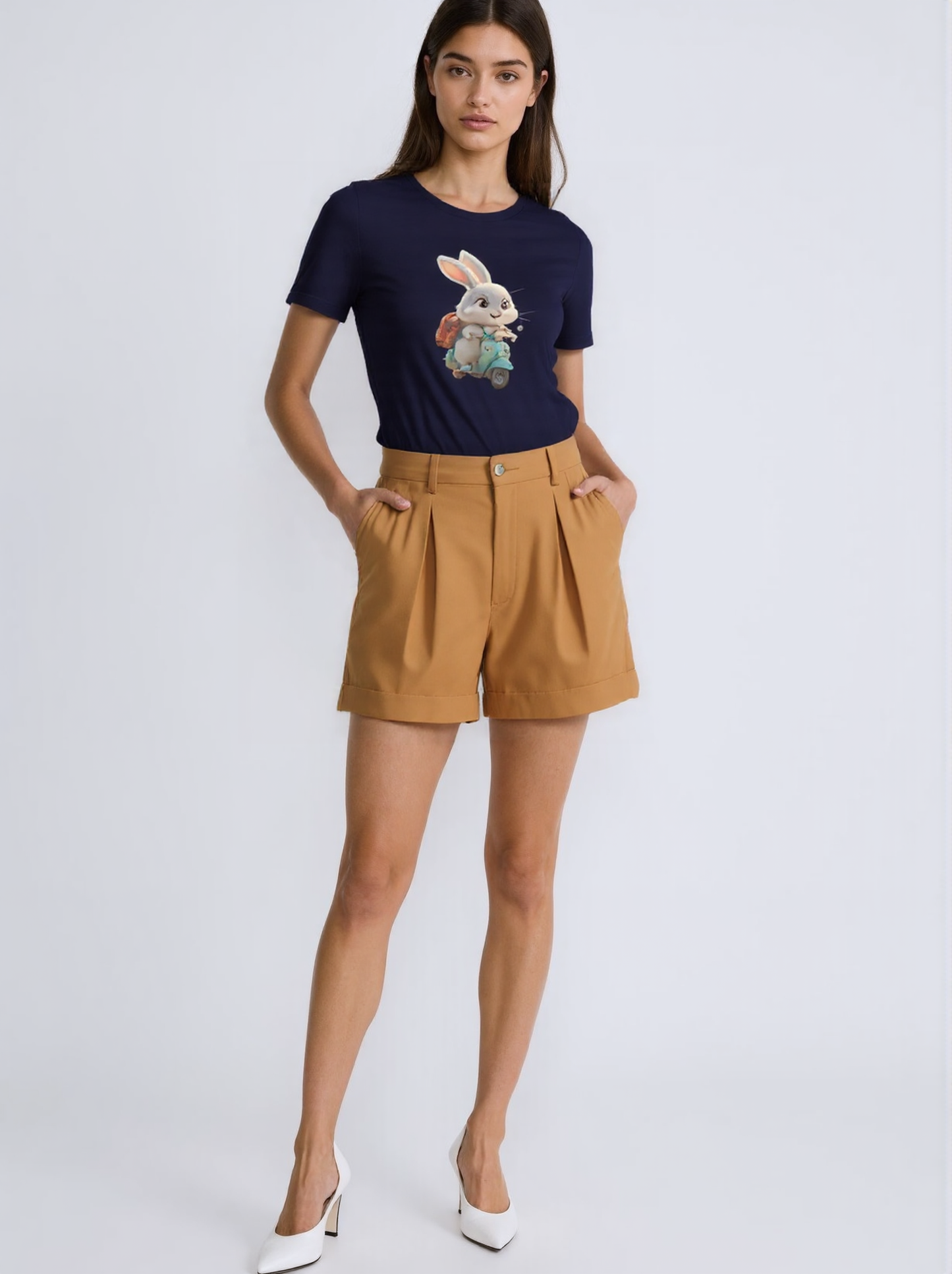 Rabbit riding a motorcycle Women's Relaxed T-Shirt